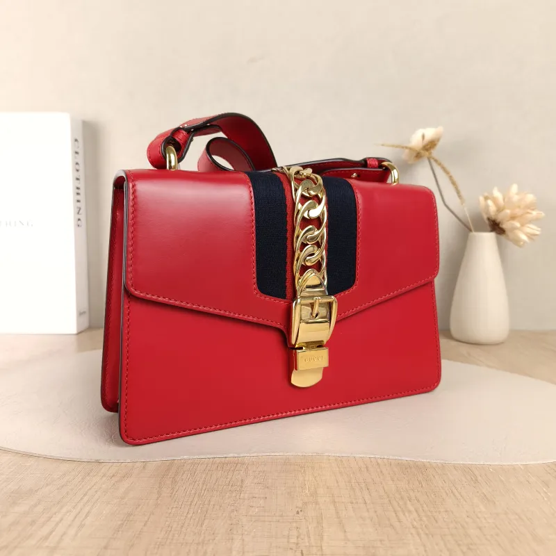 GUCCI Crossbody Bag Sylvie Shoulder Strap Edition Red Calfskin Small25.5 × 8 × 17 cm — cover view 3 of 5