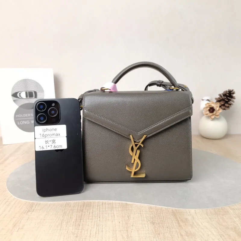 SAINT LAURENT Crossbody Bag Cassandra Shoulder Bag Brown Grained Calfskin Mini 20 × 7.5 × 16 cm — cover view 3 of 5