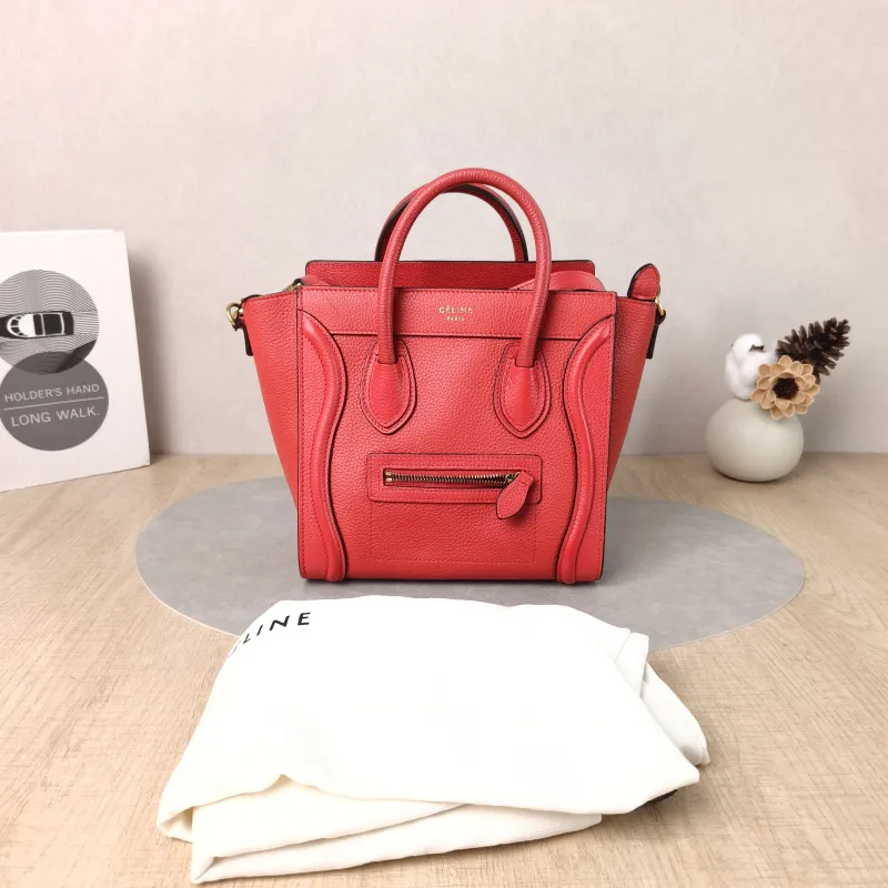 CELINE Crossbody Bag Luggage Nano Red Calfskin Small20 × 8.5 × 19 cm — cover view 2 of 6