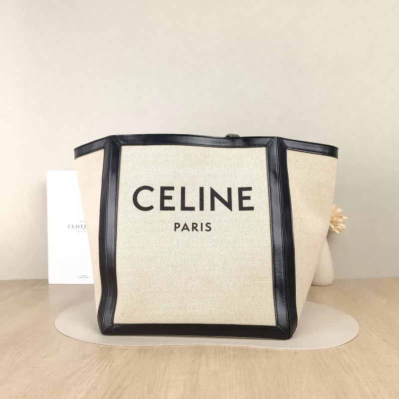 CELINE Top Handle Bagcabas logo tote Colorblock Black Canvas One Size31 × 25 × 30.5 cm