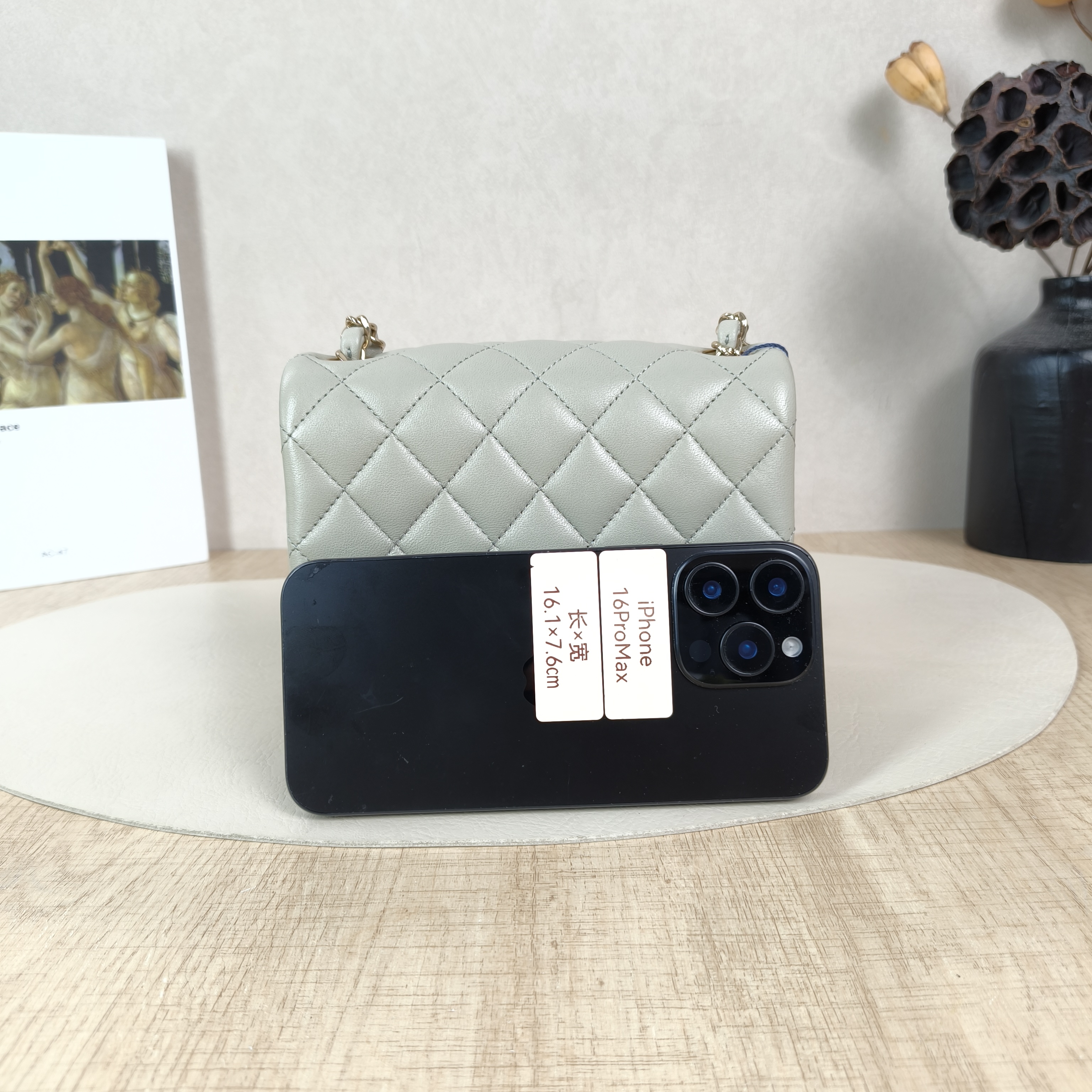 Chanel Crossbody Bag Classic Flap Mini CF Mini Grey Lambskin One Size17 × 8 × 13.5 cm — cover view 2 of 5