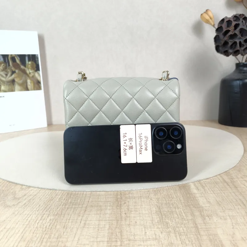 Chanel Crossbody Bag Classic Flap Mini CF Mini Grey Lambskin One Size17 × 8 × 13.5 cm — cover view 2 of 5