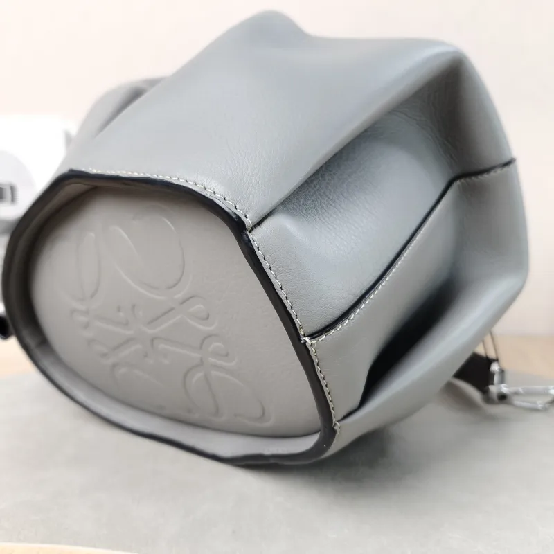 LOEWE Shoulder Bag Grey Calfskin Large 36 × 26.5 × 22 cm — detail view 2 of 10
