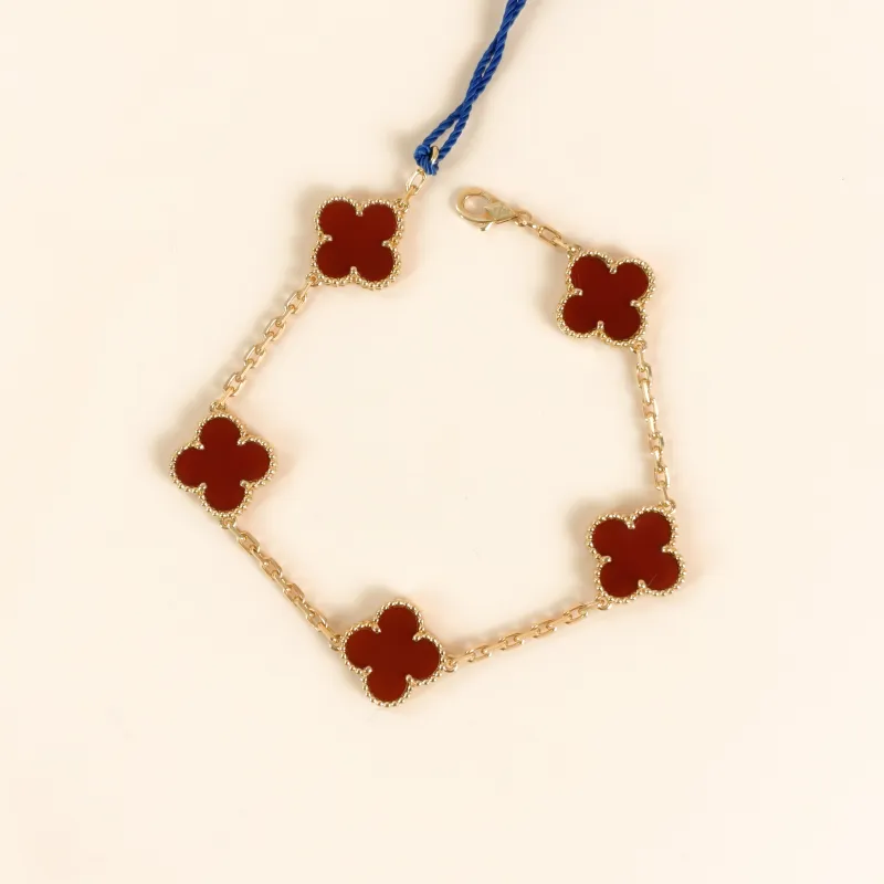 Van Cleef & Arpels Bracelet Alhambra Alhambra Collection Five-Motif Bracelet 18KY ellow Gold Vintage Small19cm