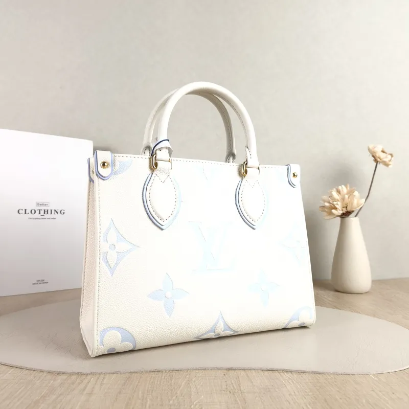 Louis Vuitton Shoulder Bag Onthego White · Blue Monogram Empreinte Embossed Calfskin Small 25 × 11.5 × 19 cm — cover view 4 of 6