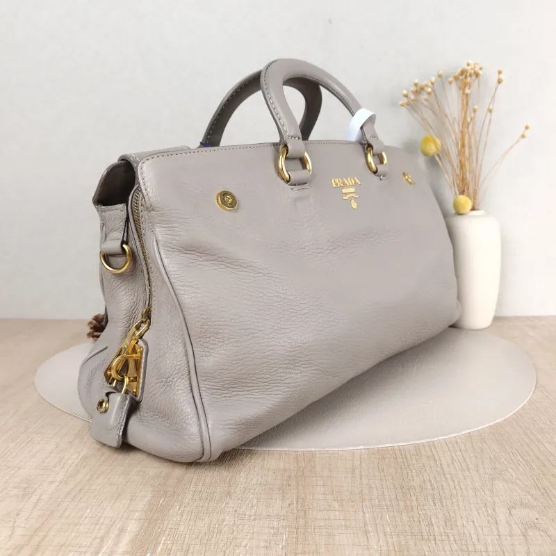 PRADA Top Handle Bag Tote Bag Grey Calfskin 27.5 × 13 × 21 cm — cover view 2 of 5