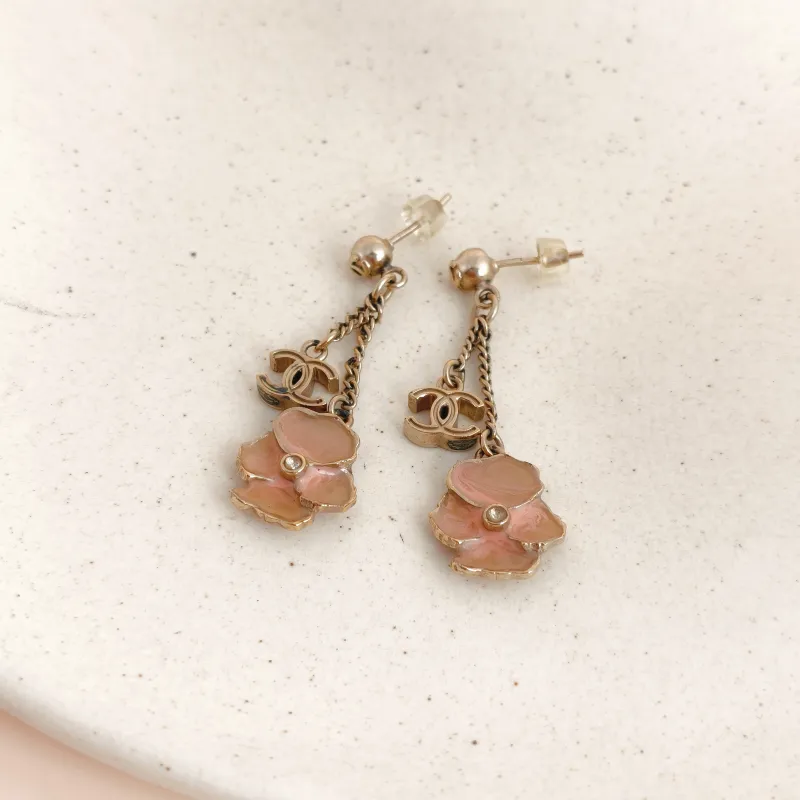 Chanel Earrings Pink Earrings Gold One Size — cover view 2 of 5