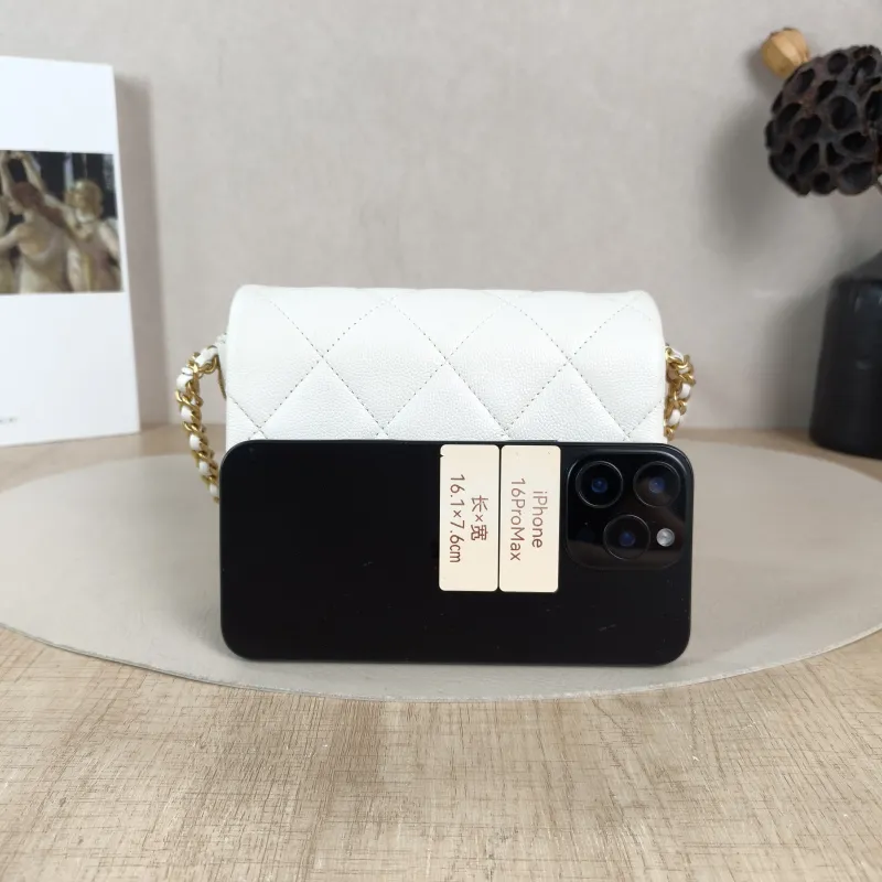 Chanel Crossbody Bag Classic Flap Mini CF Mini White Grained Calfskin Mini 17 × 6 × 12.5 cm — cover view 2 of 6