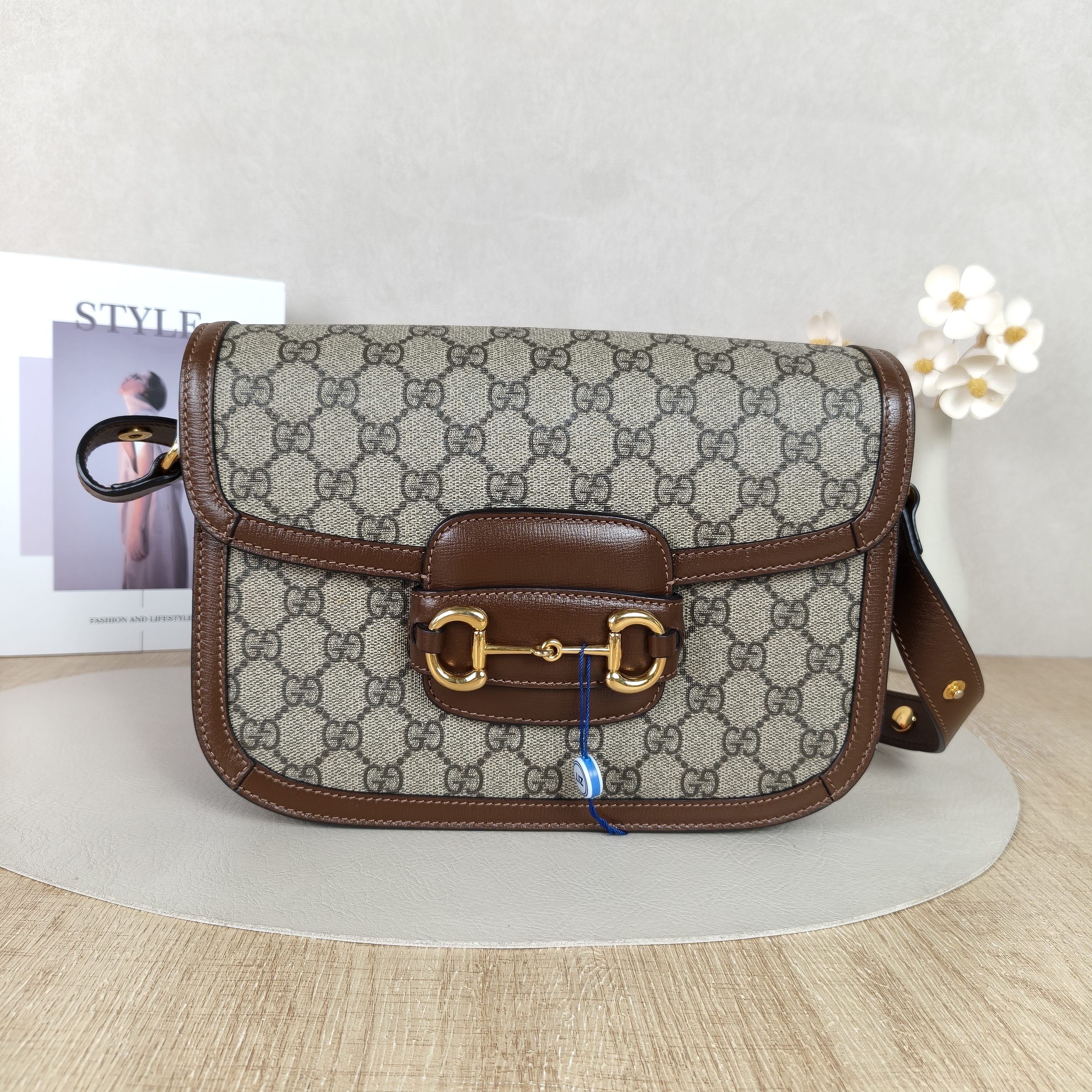 GUCCI 1955Horsebit Medium Brownpvc · Box Dust Bag · 25 × 8 × 18 cm