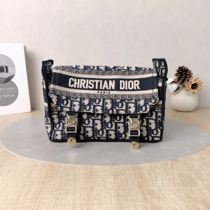 DIOR Crossbody Bag camp Messenger Bag Blue Canvas Small23 × 8 × 15 cm