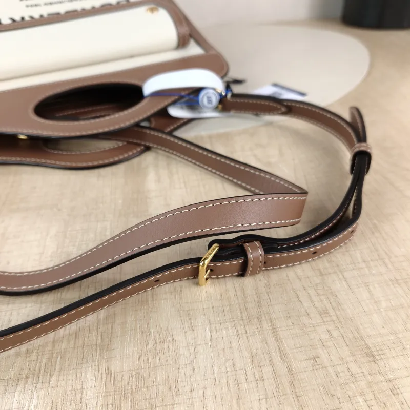 BURBERRY Crossbody Bag pocket bag Top Handle Crossbody Bag Beige Brown Canvas， Mini 23 × 6 × 26.5 cm — detail view 5 of 11
