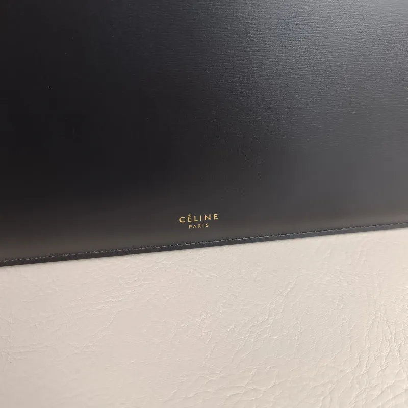 CELINE Top Handle Bag CLASP Top Handle Bag Black Calfskin Medium 33 × 9 × 22 cm — detail view 3 of 12