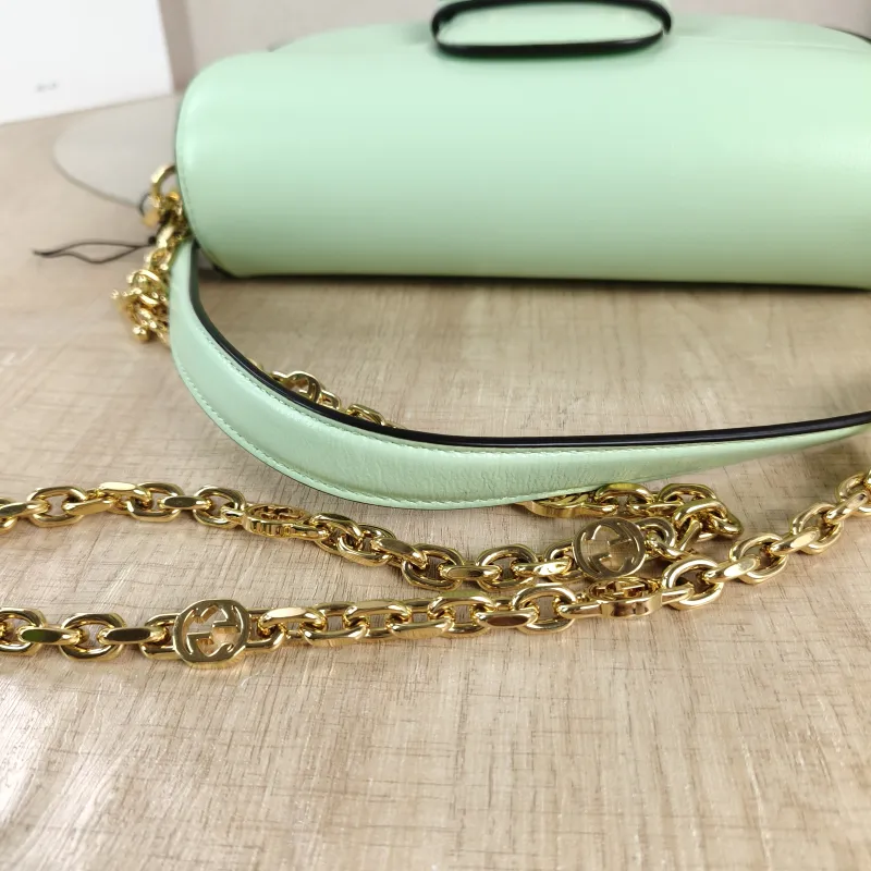 GUCCI Crossbody Bag Horsebit 1955 Horsebit Small Green Calfskin Small 24 × 5.5 × 13 cm — detail view 7 of 11