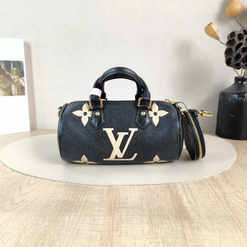 Louis Vuitton Crossbody Bag Papillon Black · White Monogram Empreinte Embossed Calfskin BB 20 × 10 × 10 cm