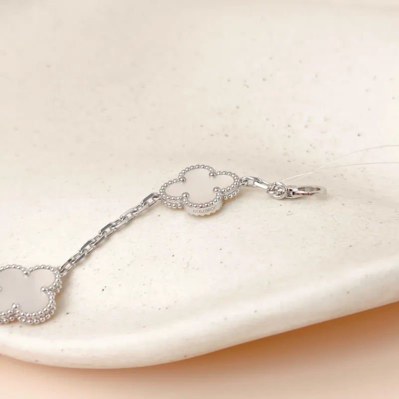 Van Cleef & Arpels Bracelet Alhambra Alhambra Collection Five-Motif Bracelet Pearl · White Mother-of-Pearl 18KW hite Gold Vintage Small 19cm — cover view 8 of 11