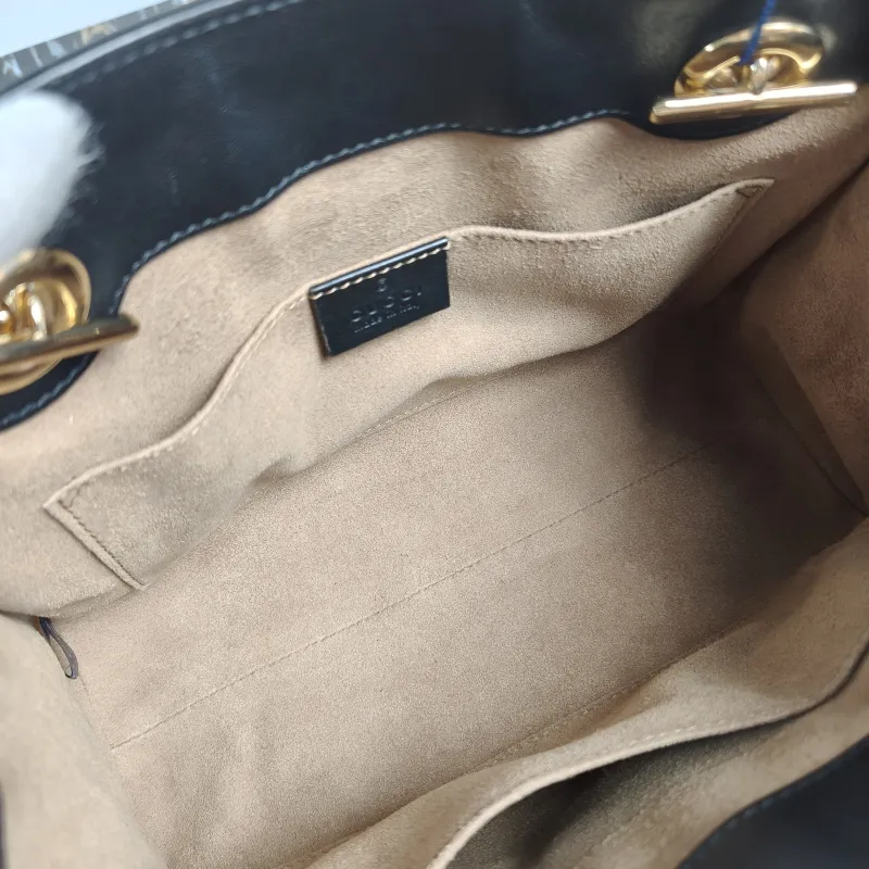 GUCCI Shoulder Bag Padlock Tote Black Monogram PVC Medium 26 × 10 × 18 cm — detail view 7 of 9