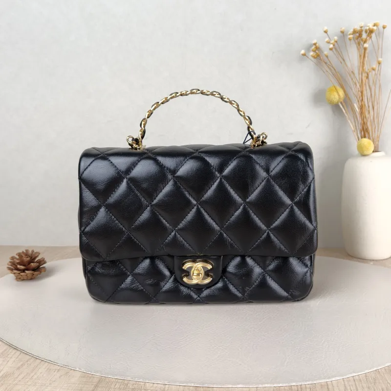 Chanel Crossbody Bag 23a Black SL ambskin Medium 25 × 10 × 16 cm