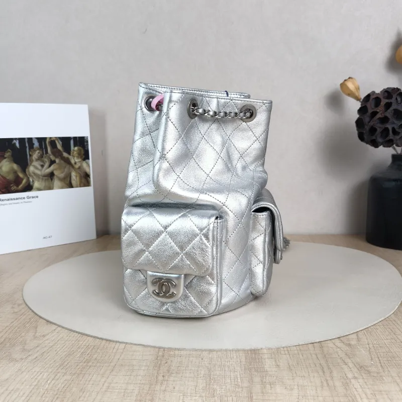 Chanel Backpack25c Backpack Silver Calfskin One Size18 × 8 × 24 cm — cover view 3 of 5