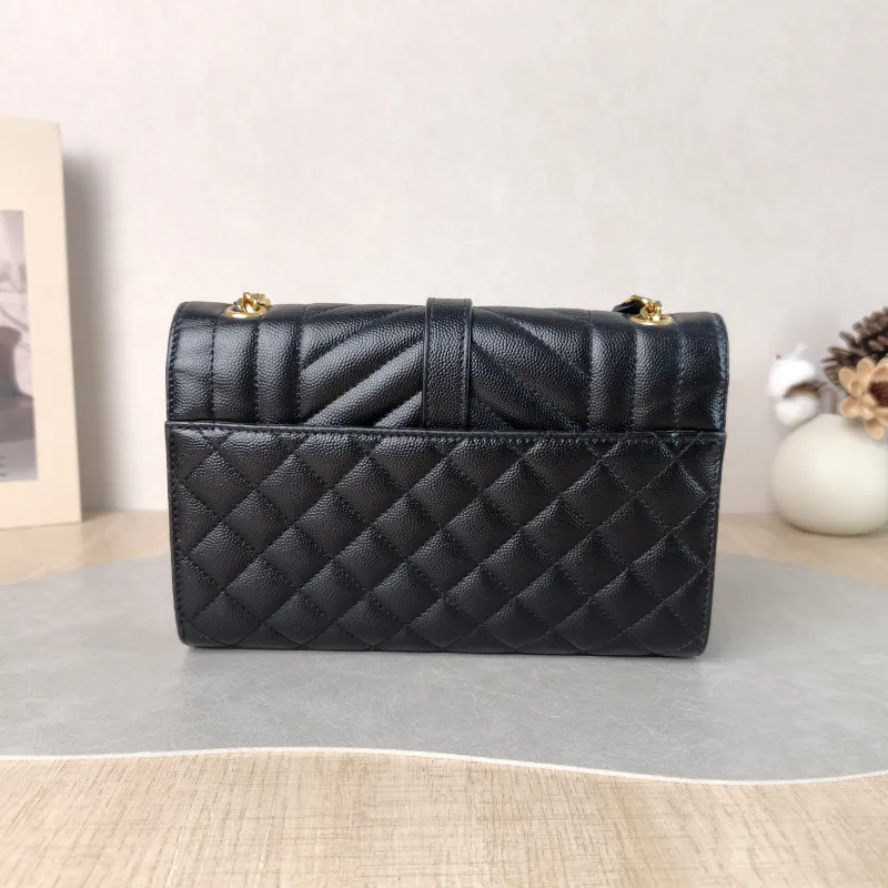 SAINT LAURENT Crossbody Bag ENVELOPE Black Grained Calfskin Small 21 × 6 × 13 cm Conditioned — cover view 2 of 6