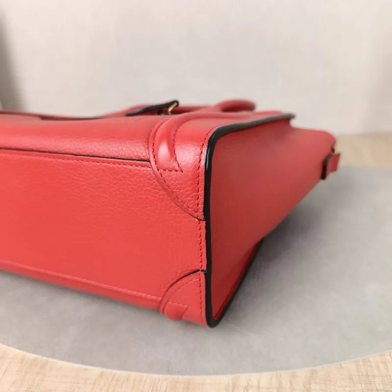 CELINE Crossbody Bag Luggage Nano Red Calfskin Small20 × 8.5 × 19 cm — detail view 5 of 8
