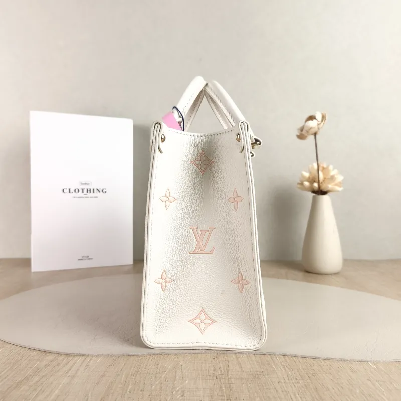 Louis Vuitton Shoulder Bag Onthego Beige · Pink Monogram Empreinte Embossed Calfskin Small 25 × 11.5 × 19 cm — detail view 6 of 12
