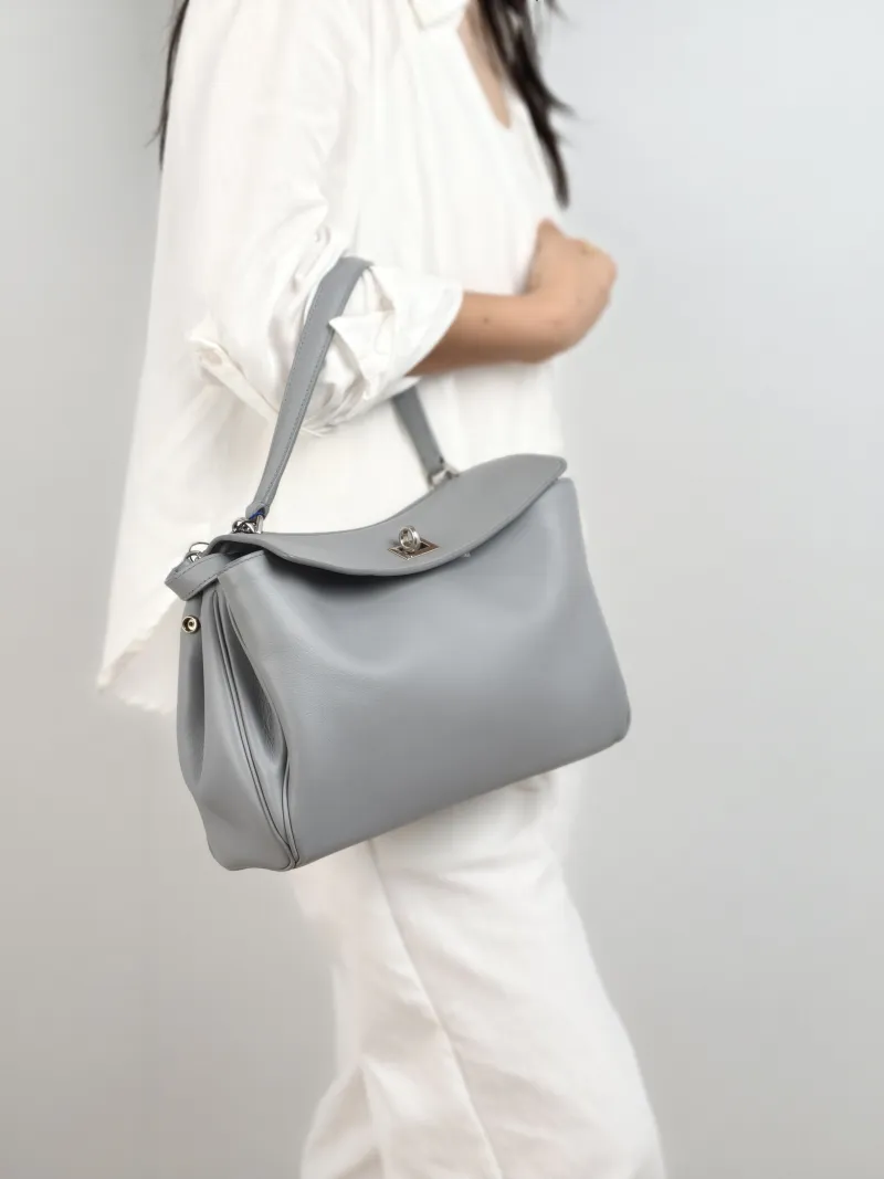BALENCIAGA Crossbody Bag RODEO Grey Calfskin Small 27 × 10 × 20 cm — on-model view 2 of 2
