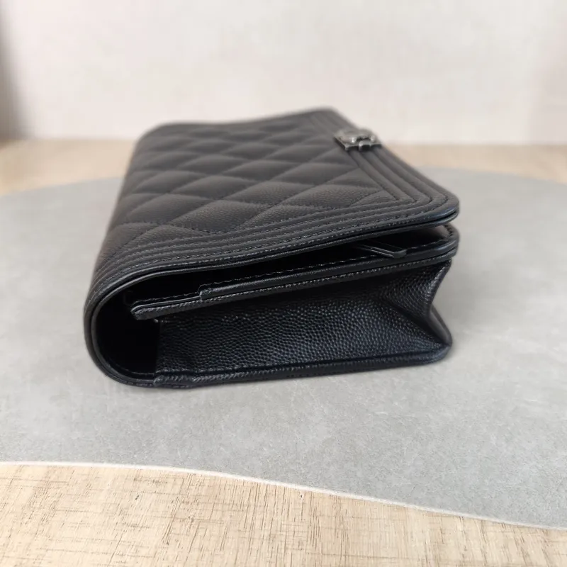 Chanel Crossbody Bag Le Boy​ WOC Black Grained Calfskin Mini 19.2 × 3.5 × 12.3 cm — detail view 3 of 11