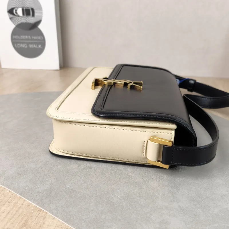 SAINT LAURENT Crossbody Bag Solferino Box Shoulder Bag Beige Black Calfskin Medium 23 × 16 × 7 cm — detail view 8 of 12
