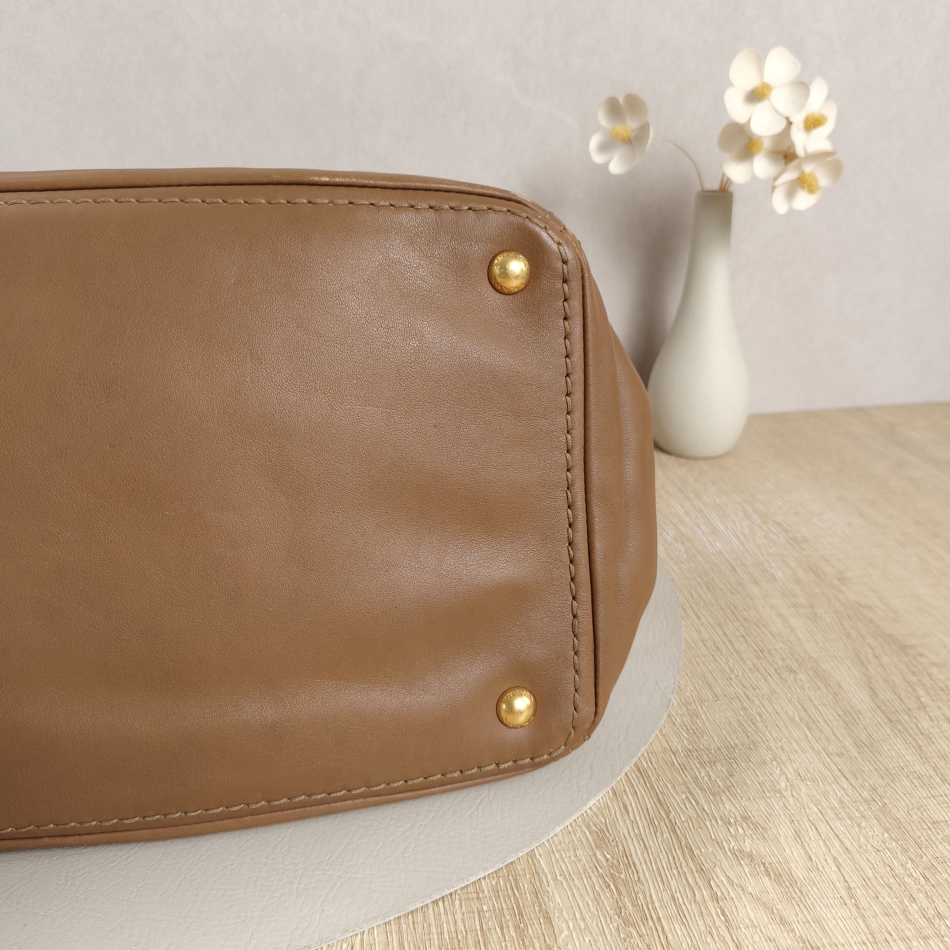 PRADA Top Handle Bag Tote Bag Brown Calfskin One Size38 × 20 × 25 cm — cover view 8 of 10