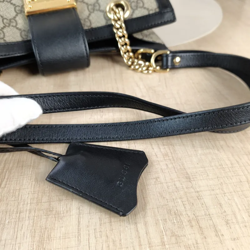 GUCCI Shoulder Bag Padlock Tote Black Monogram PVC Medium 26 × 10 × 18 cm — detail view 2 of 9