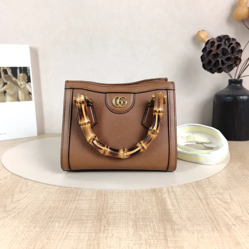 GUCCI Top Handle Bag Diana Top Handle Bag Caramel Calfskin Small 20 × 10 × 16 cm