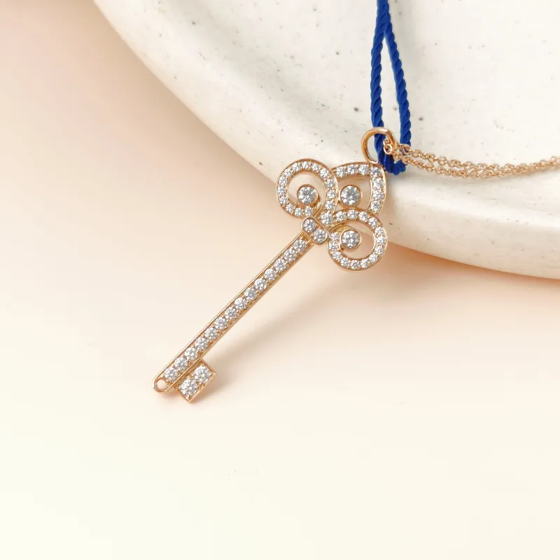 Tiffany&Co. Necklace Keys Collection Pavé Diamond Necklace Pendant Rose Gold Diamond18KR ose Gold One Size45cm — cover view 7 of 13