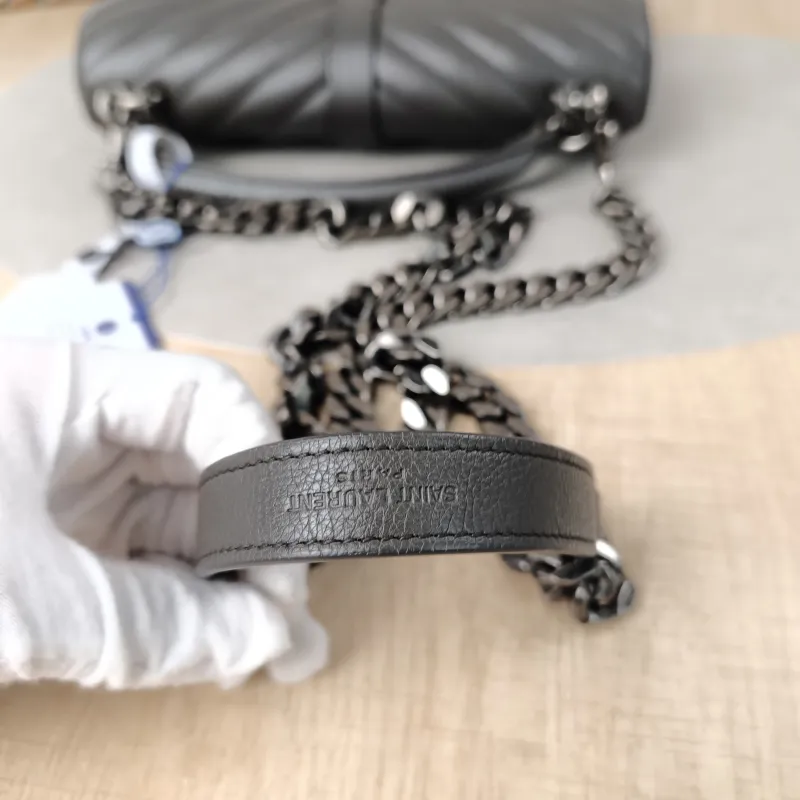 SAINT LAURENT Shoulder Bag COLLEGE Grey Calfskin24 × 6.5 × 17 cm — detail view 2 of 16