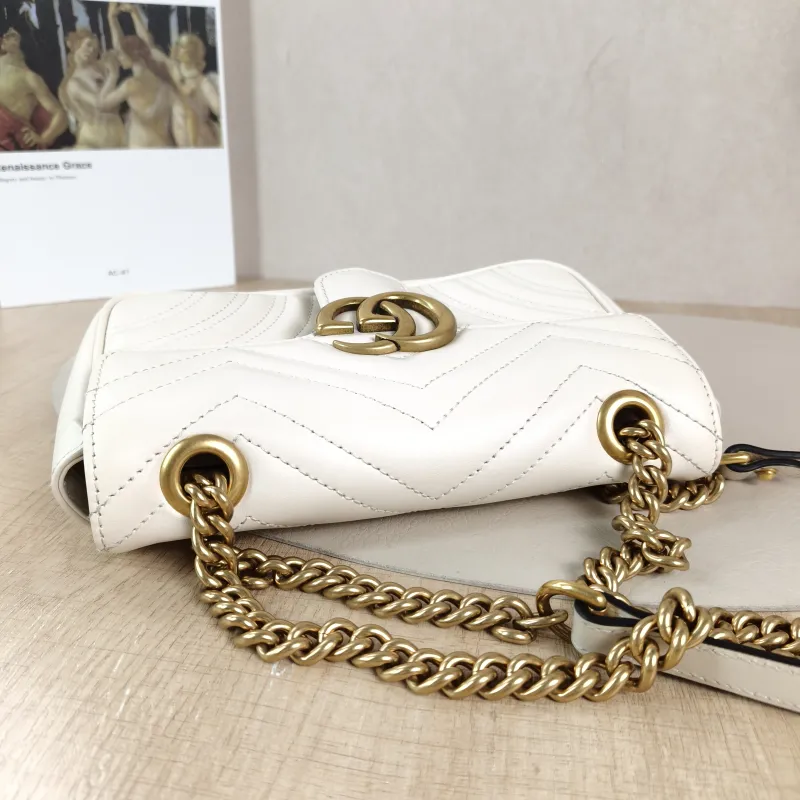 GUCCI Crossbody Bag GG Marmont Small Marmont 22White Calfskin Small22 × 6 × 13 cm — detail view 5 of 14