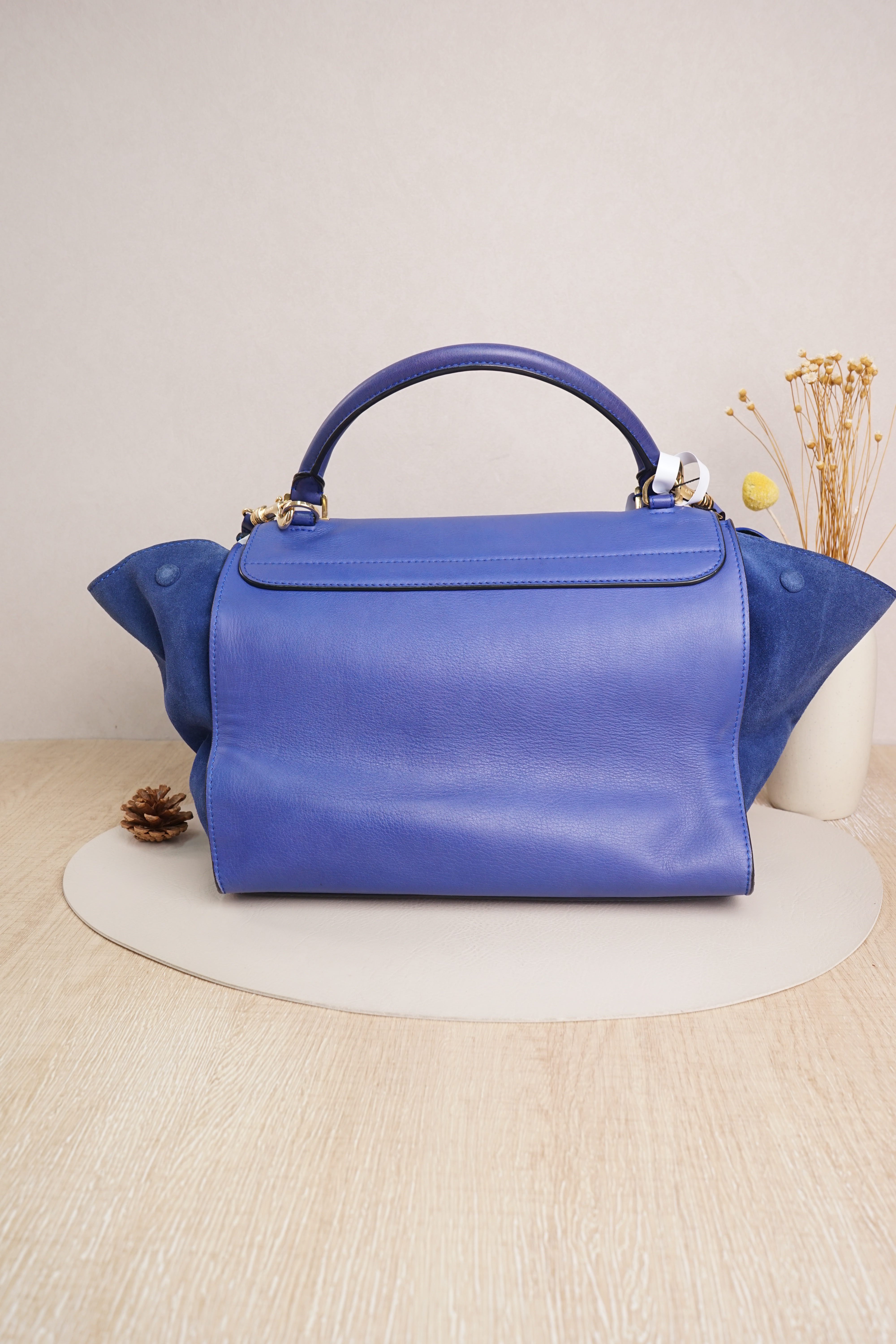 CELINE Crossbody Bag Trapeze Blue Calfskin Medium30 × 15 × 24 cm — cover view 4 of 4