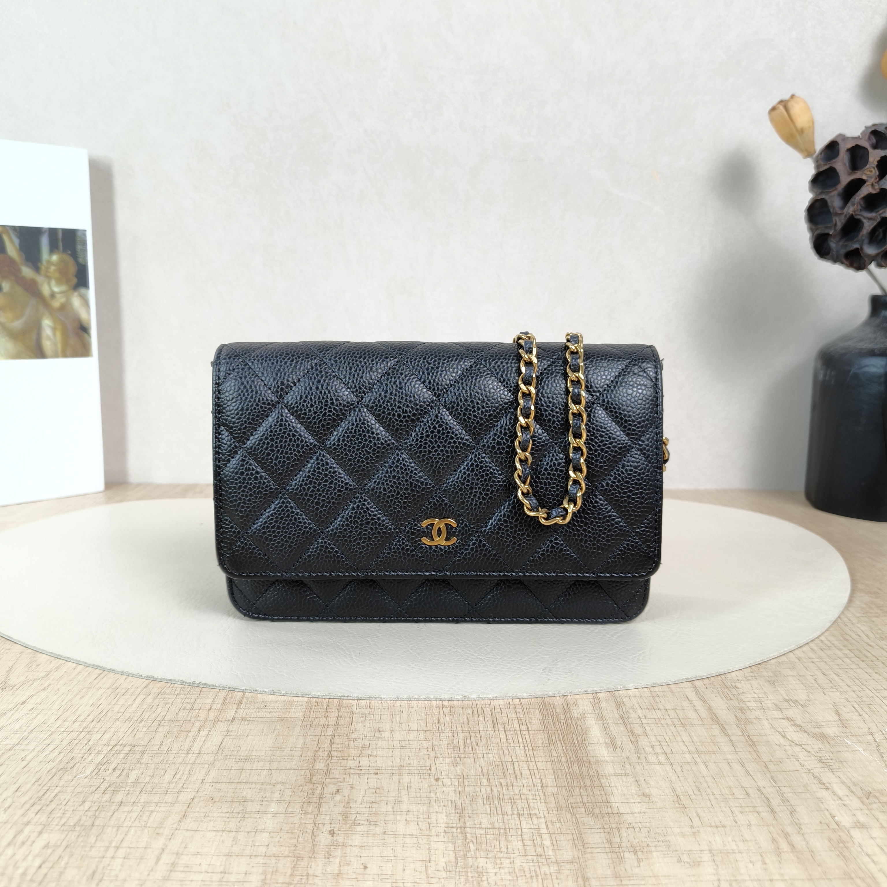 Chanel Crossbody Bag Classic Flap WOC CF WOCWOC Bag Black Grained Calfskinmini19.2 × 3.5 × 12.3 cm