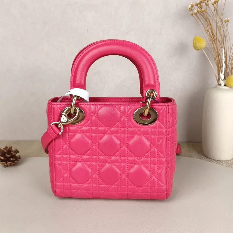 DIOR Lady Lady Dior Bag mini Pink Lambskin · Shoulder Strap Dust Bag · 17 × 7 × 15 cm — cover view 5 of 9