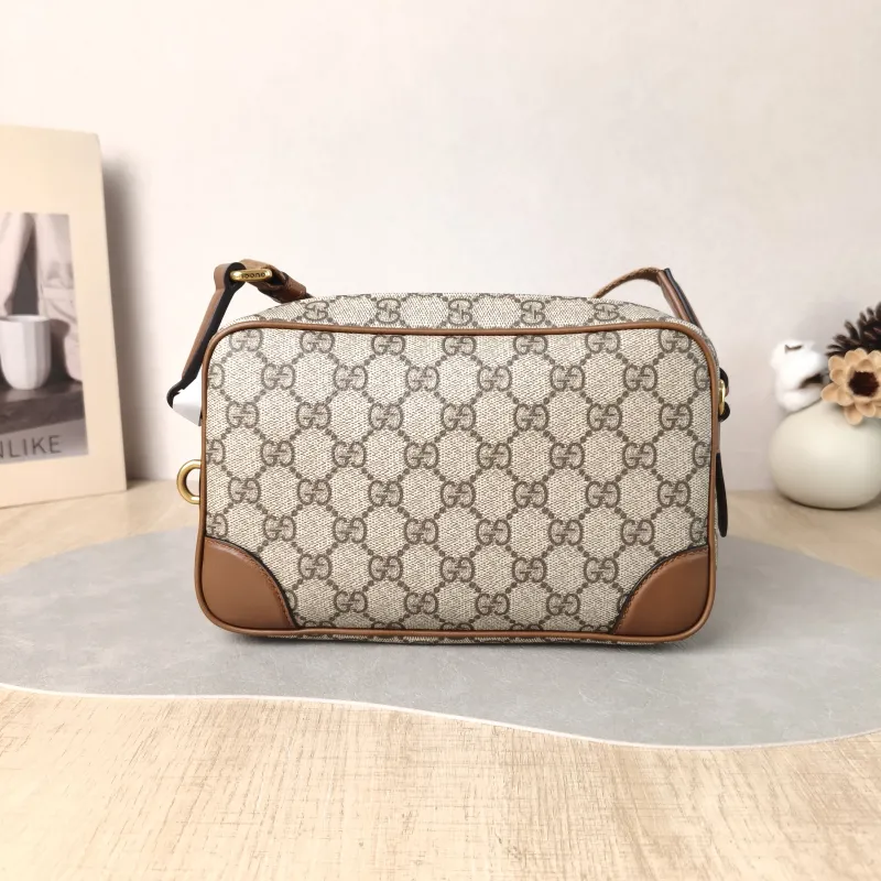 GUCCI Crossbody Bag Camera Bag Brown PVC Small 22.5 × 5.5 × 14 cm — cover view 2 of 5