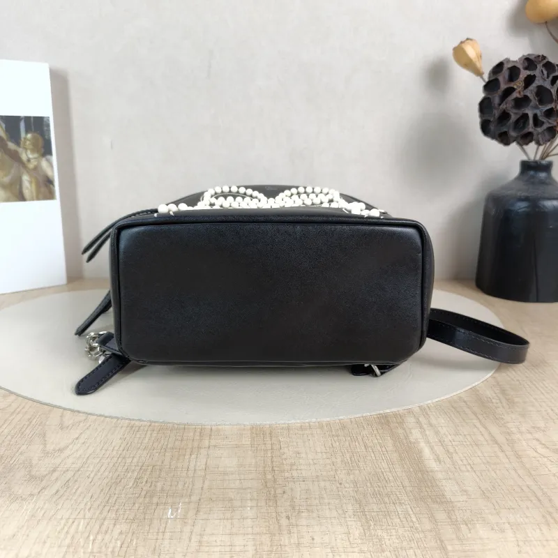 FENDI Backpack Pearl Backpack Black Calfskin One Size21 × 10 × 25 cm — cover view 6 of 6