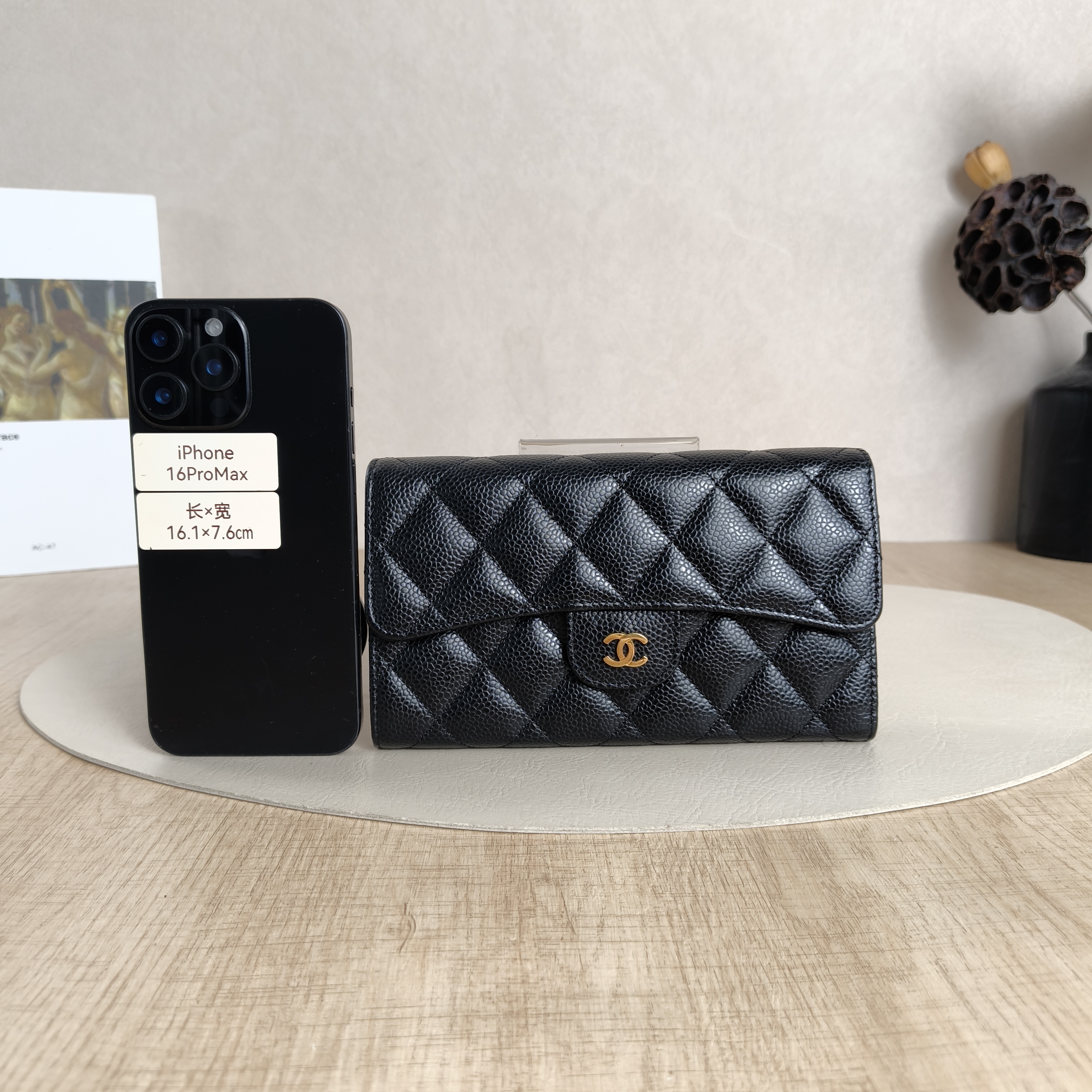 Chanel Wallet Wallet Black Grained Calfskin18.3 × 2 × 10 cm — cover view 3 of 5