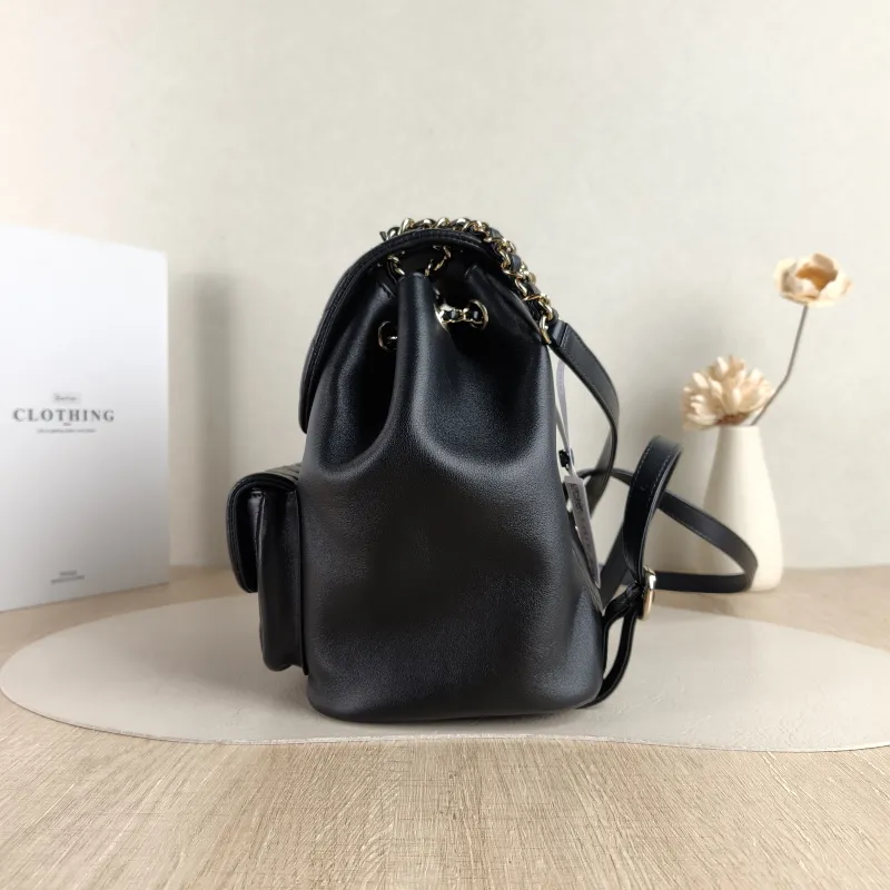 Chanel Backpack Duma Black Calfskin Large 21 × 13 × 23 cm — detail view 5 of 13