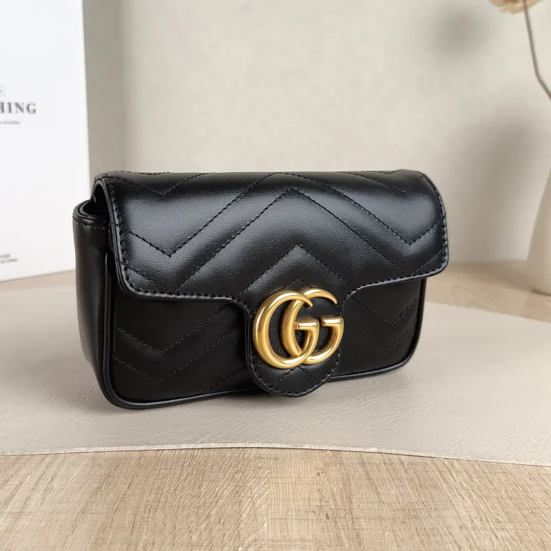 GUCCI Crossbody Bag GG Marmont Mini Marmont Mini Black Calfskin Mini 16.5 × 4.5 × 9.5 cm — cover view 4 of 5