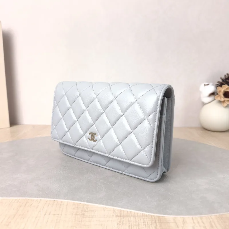 Chanel Crossbody Bag Classic Flap WOC CF WOCWOC Bag Grey Grained Calfskin Mini 19.2 × 3.5 × 12.3 cm — cover view 2 of 5