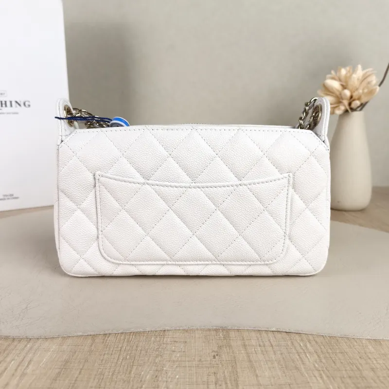 Chanel Crossbody Bag White Gold Grained Calfskin One Size 21 × 5 × 12 cm — cover view 5 of 6