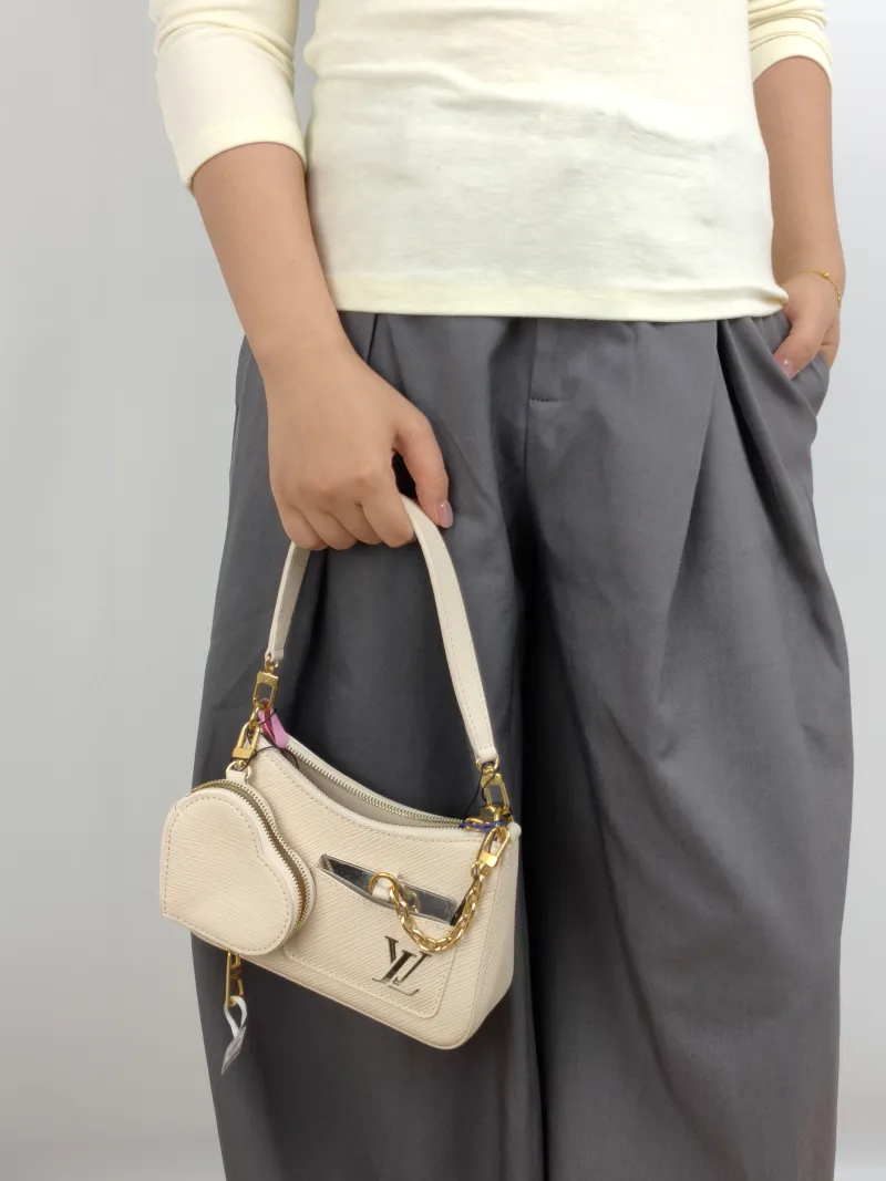 Louis Vuitton Shoulder Bag MARELLINI White Epi Embossed Calfskin Mini 19 × 6.5 × 13.5 cm — on-model view 2 of 3