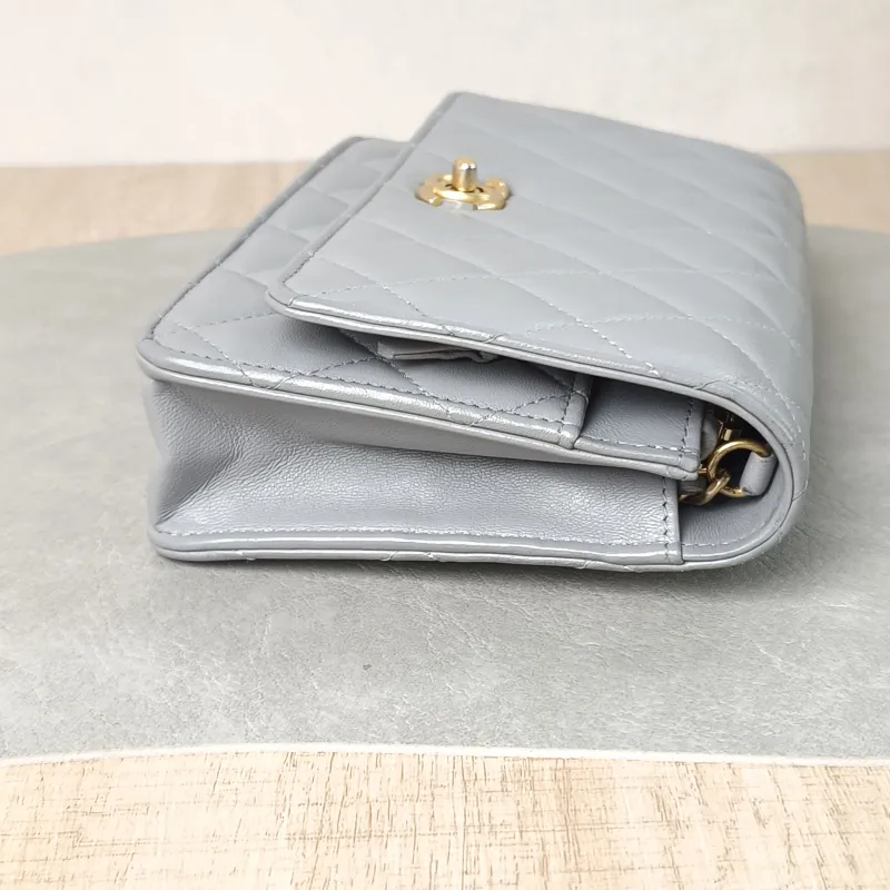 Chanel Crossbody Bag CF WOCWOC Bag Grey Lambskin Mini 19.2 × 3.5 × 12.3 cm — detail view 9 of 12