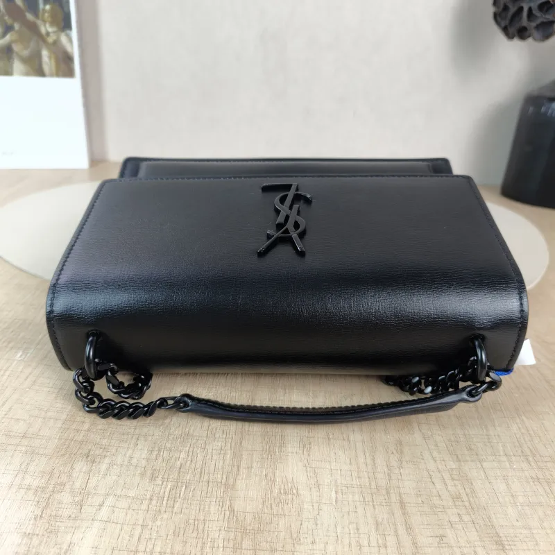 SAINT LAURENT Crossbody Bag SUNSET Black Calfskin Medium 22 × 6.5 × 16 cm — detail view 10 of 13