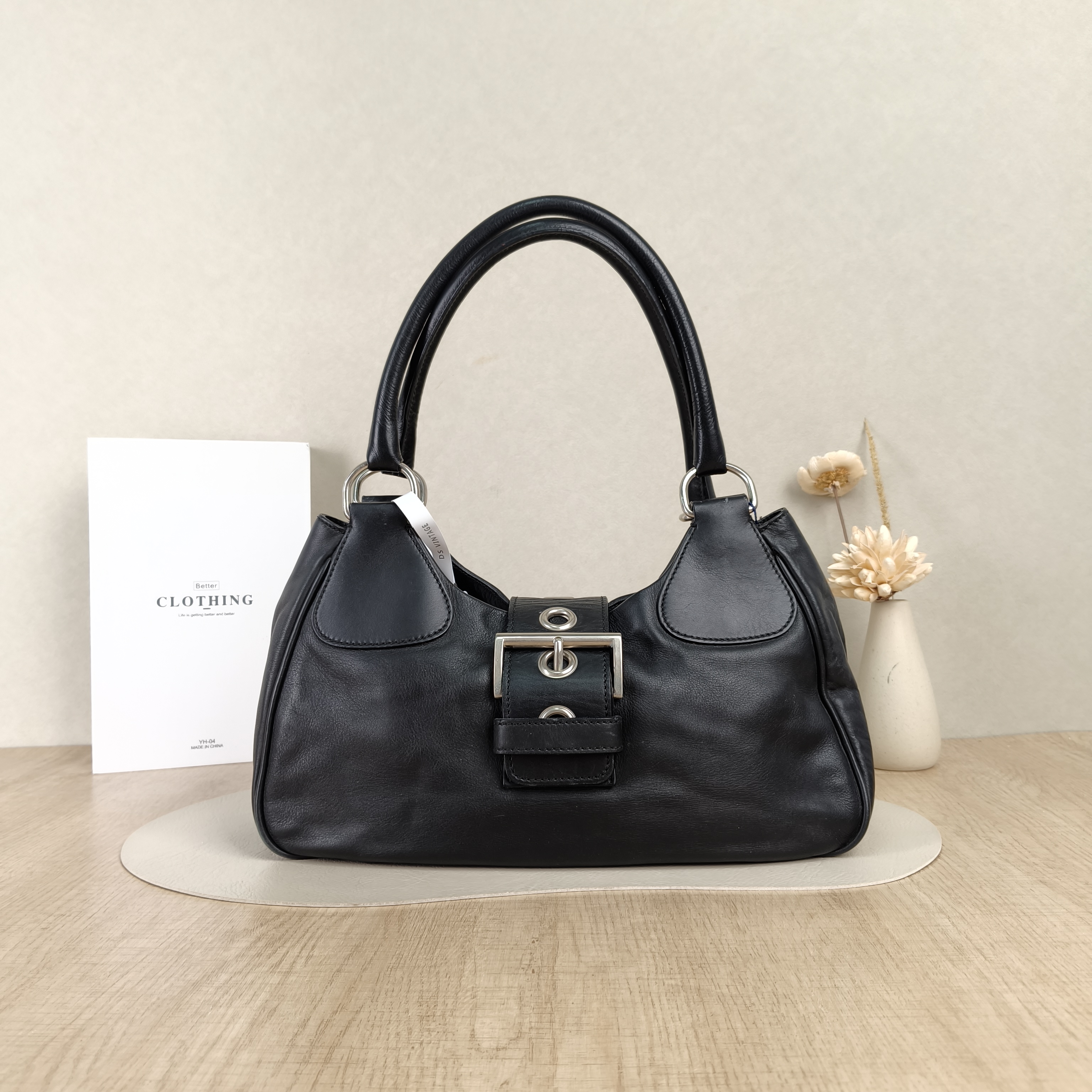 PRADA Top Handle Bag Tote Bag Black Calfskin One Size34 × 12 × 21 cm