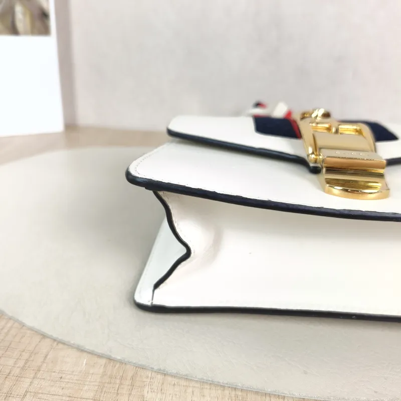 GUCCI Shoulder Bag Sylvie Shoulder Strap Edition White CC alfskin Mini 19 × 8 × 14 cm — detail view 5 of 13