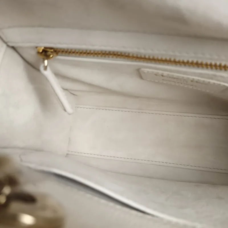 DIOR Top Handle Bag Lady Lady Dior Bag White Grained Calfskin Small20 × 8 × 18 cm — detail view 8 of 11